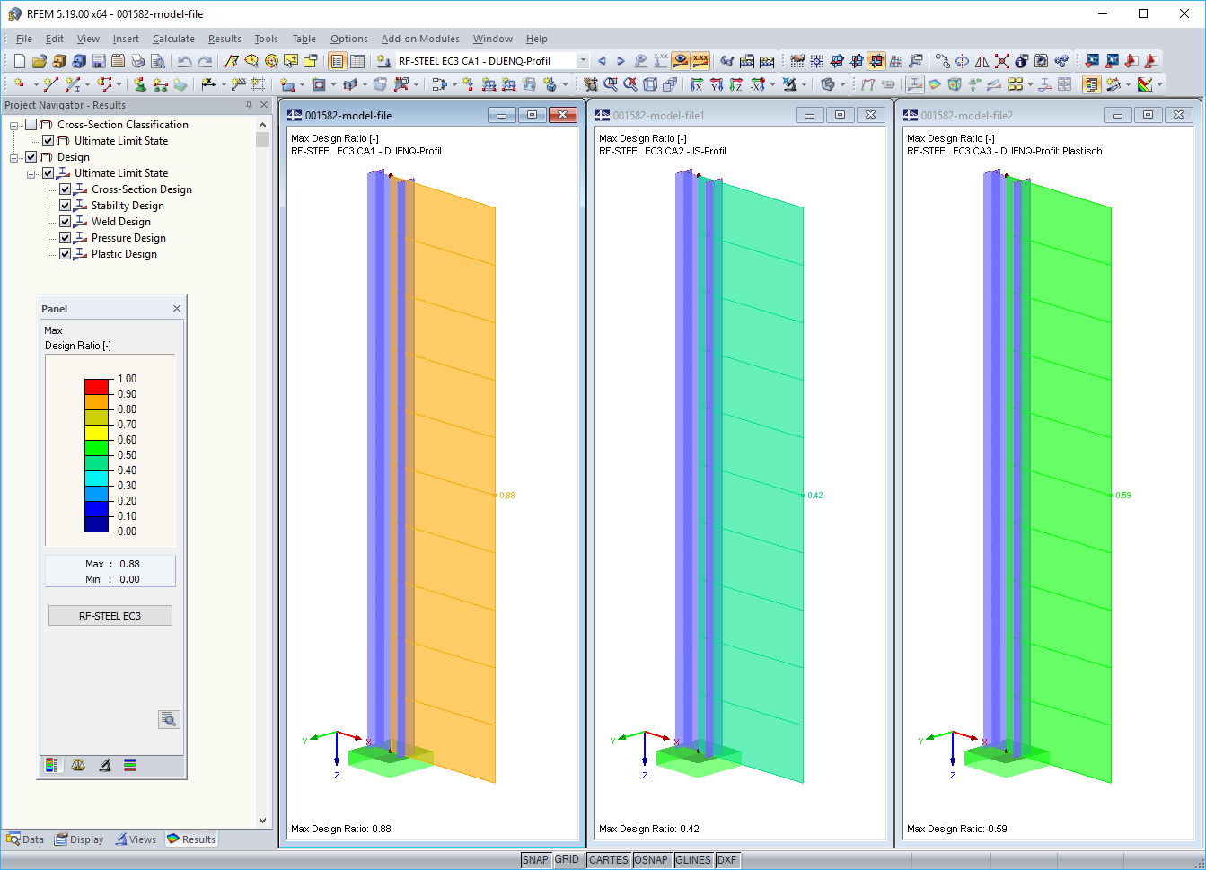 Results of Design Cases 1 to 3