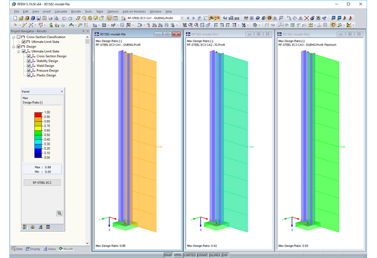 Results of Design Cases 1 to 3