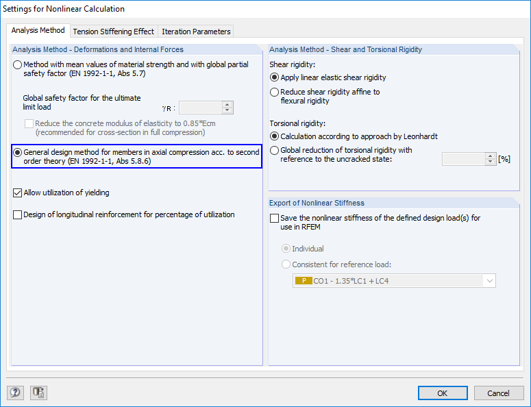 Settings for Nonlinear Calculation