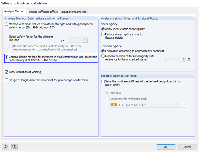 Settings for Nonlinear Calculation