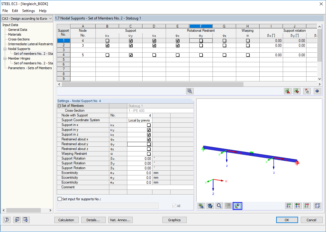 Entering Nodal Supports for Warping Analysis