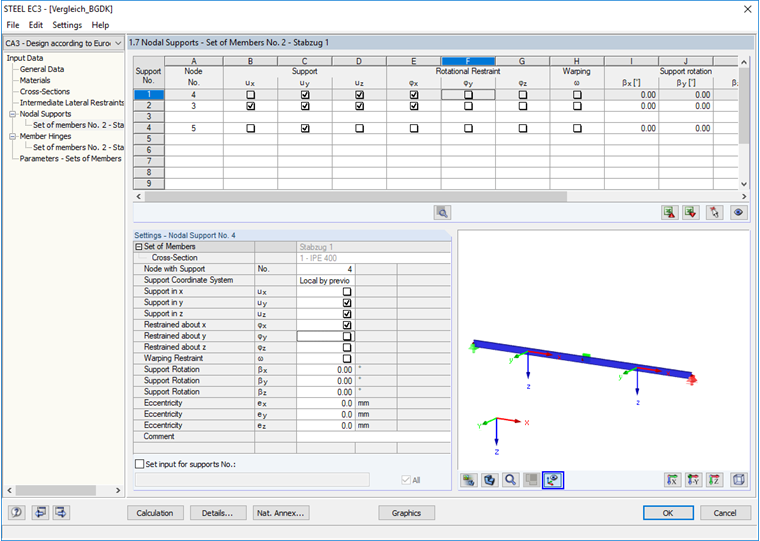 Entering Nodal Supports for Warping Analysis