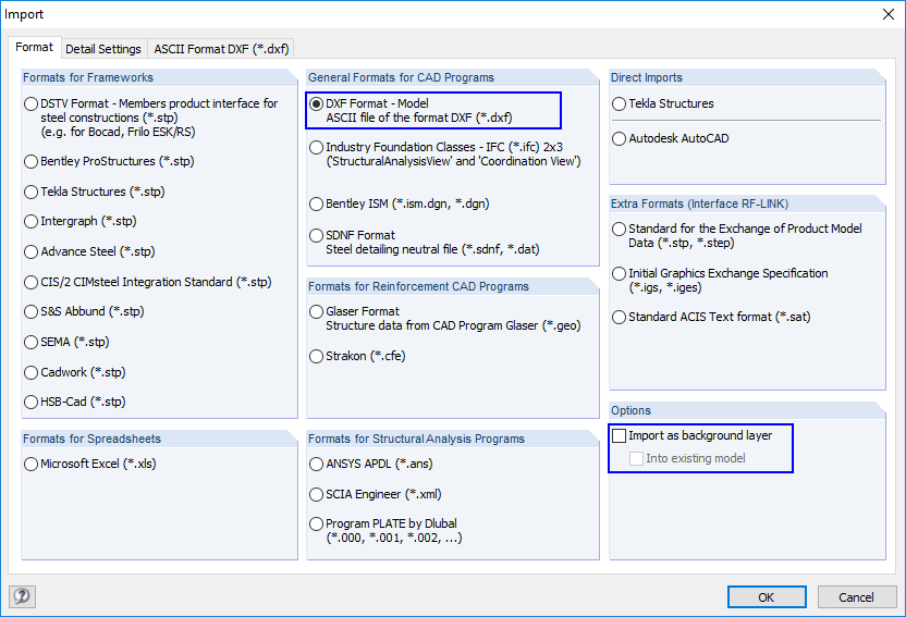 Importing DXF File as Background Layer
