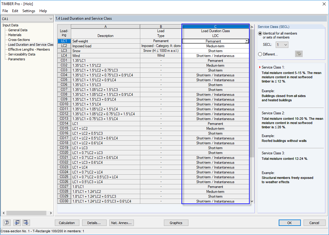 Assignment of Load Duration for Individual Load Combinations