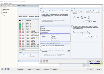 Settings for Deformation Analysis with RF-CONCRETE Deflect