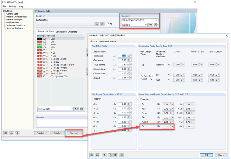 Format Conversion Factor, KF, when Designing per 2018 NDS and LRFD in RF-LAMINATE