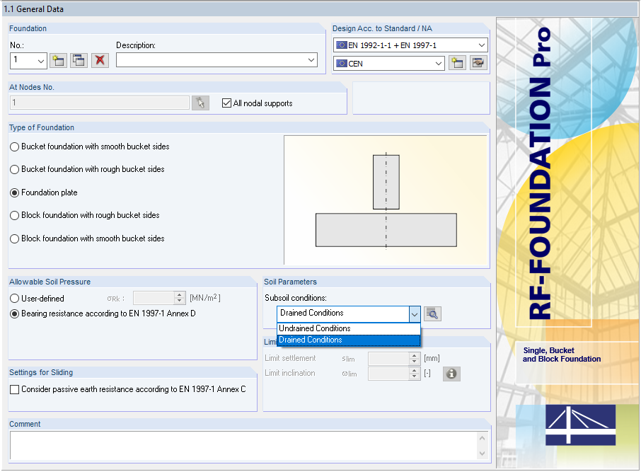 Selection of "Drained" and "Undrained"