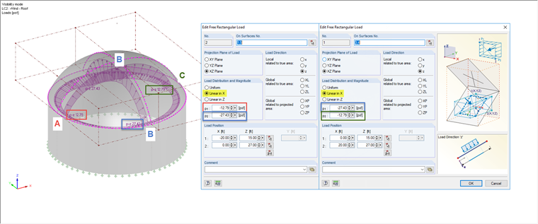 Dialog Box for Free Rectangular Load