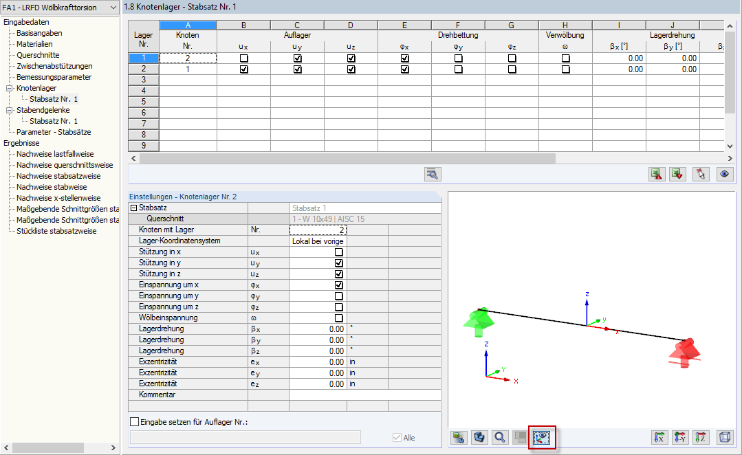 Input of Nodal Supports