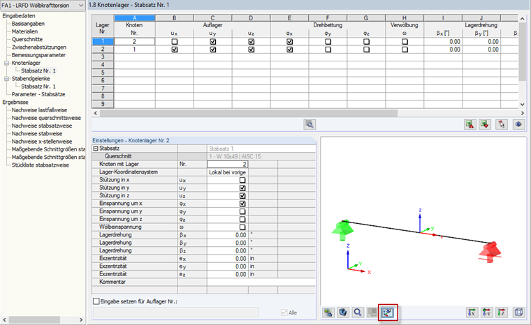 Input of Nodal Supports