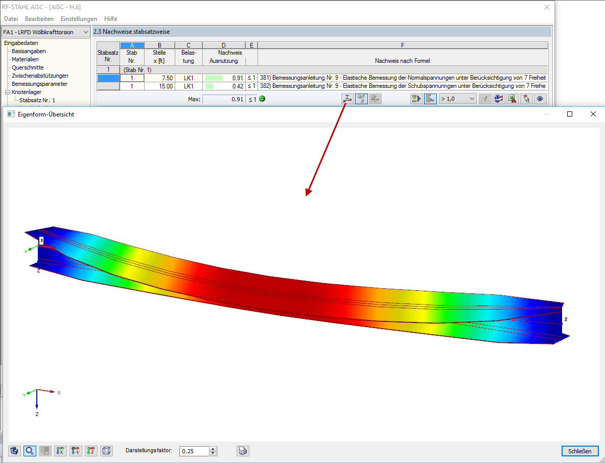 Mode Shape Graphic in Detail Window