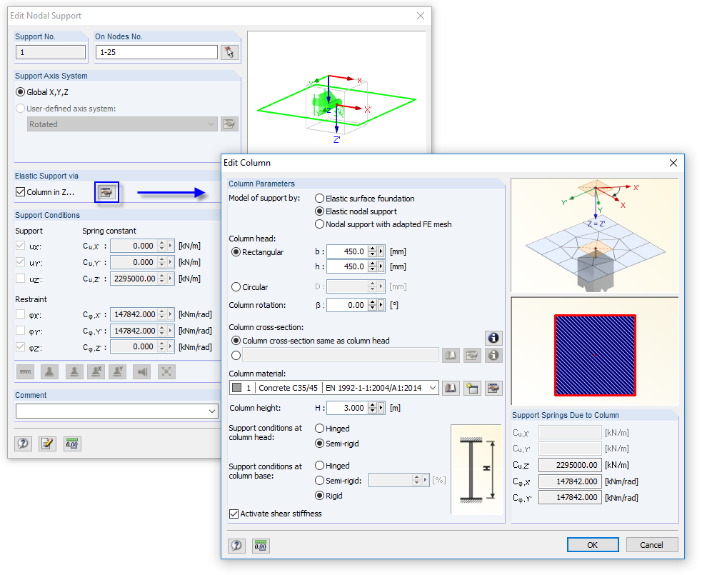 Determination of Column Spring Stiffnesses