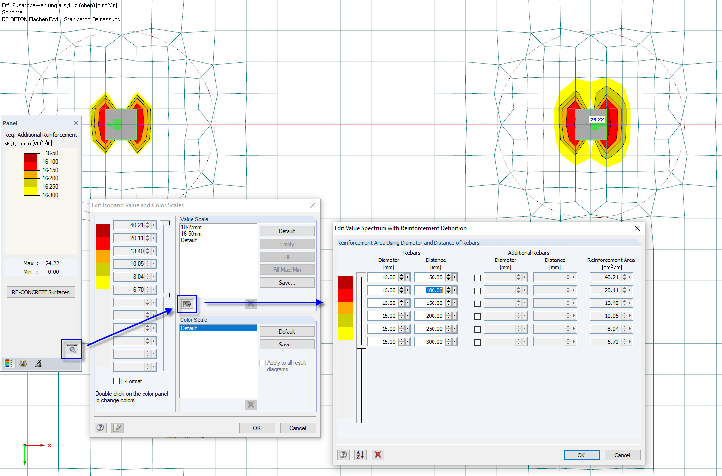 Panel with Customized Color and Value Scale for Rebar Reinforcement