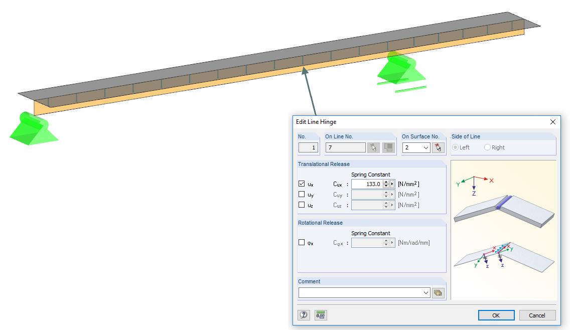 Surface-Surface Coupling with Line Hinge