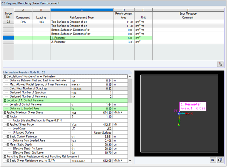 Detailed Tables with Documented Position of Shear Reinforcement