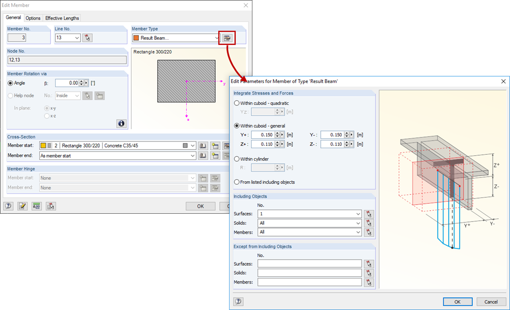 Integration Parameter Result Beam