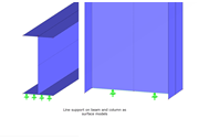 Line Support on Beam and Column