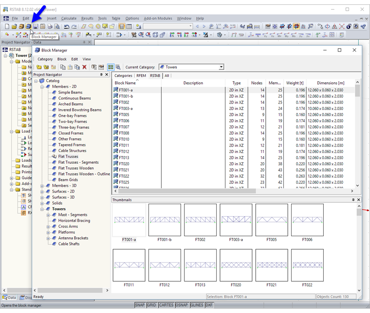 Open Block Manager with Catalog Elements
