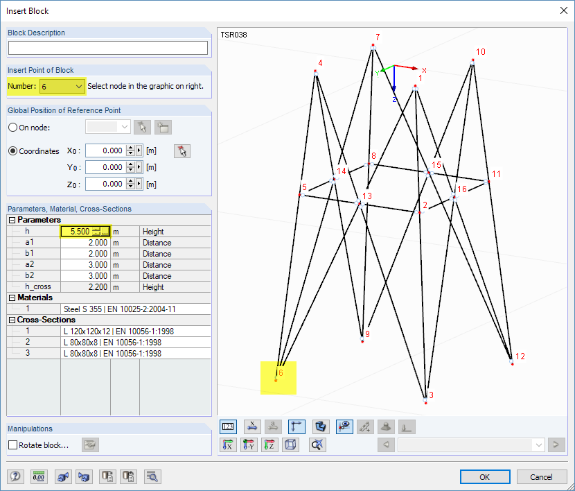 Define Parameters of TSR038 Block