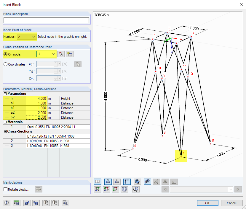 Define Parameters of TSR035c Block