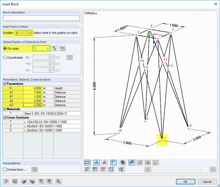 Define Parameters of TSR035c Block