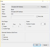 Selecting "VCmaster t2W Interface" Printer