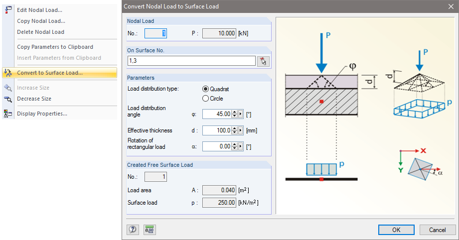 Convert Nodal Load to Surface Load