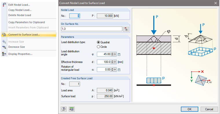 Convert Nodal Load to Surface Load