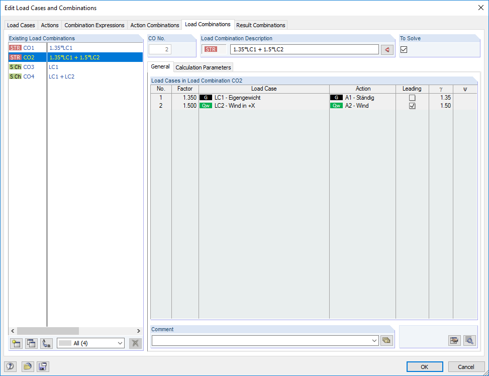 Load Cases and Combinations