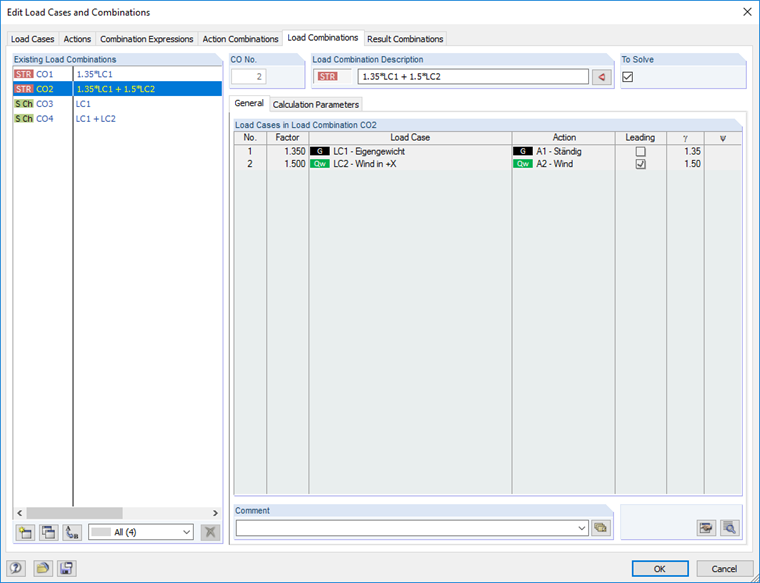 Load Cases and Combinations