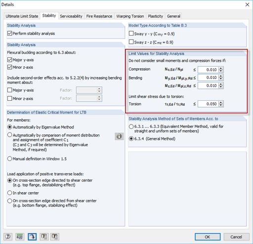 Defining "Limit Values for Stability Analysis"