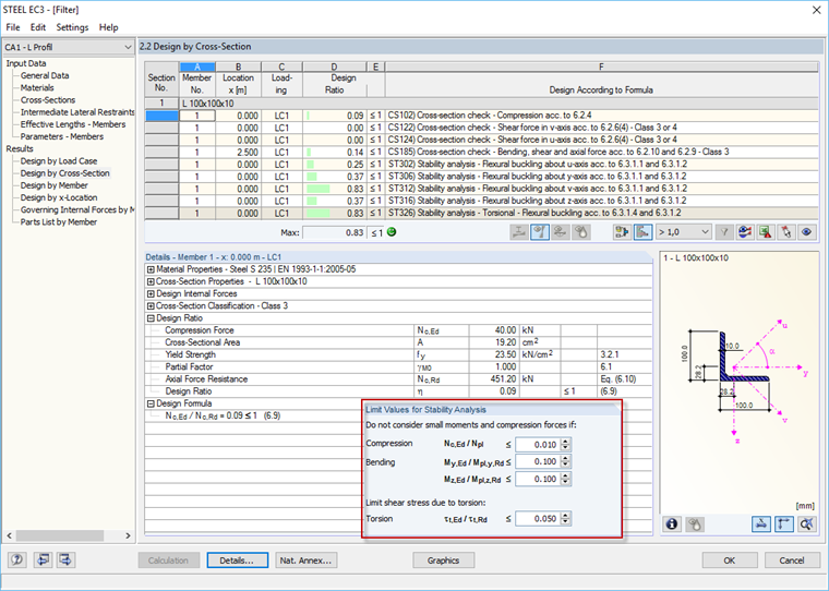 Limit Values Case 1 and Successful Buckling Analysis