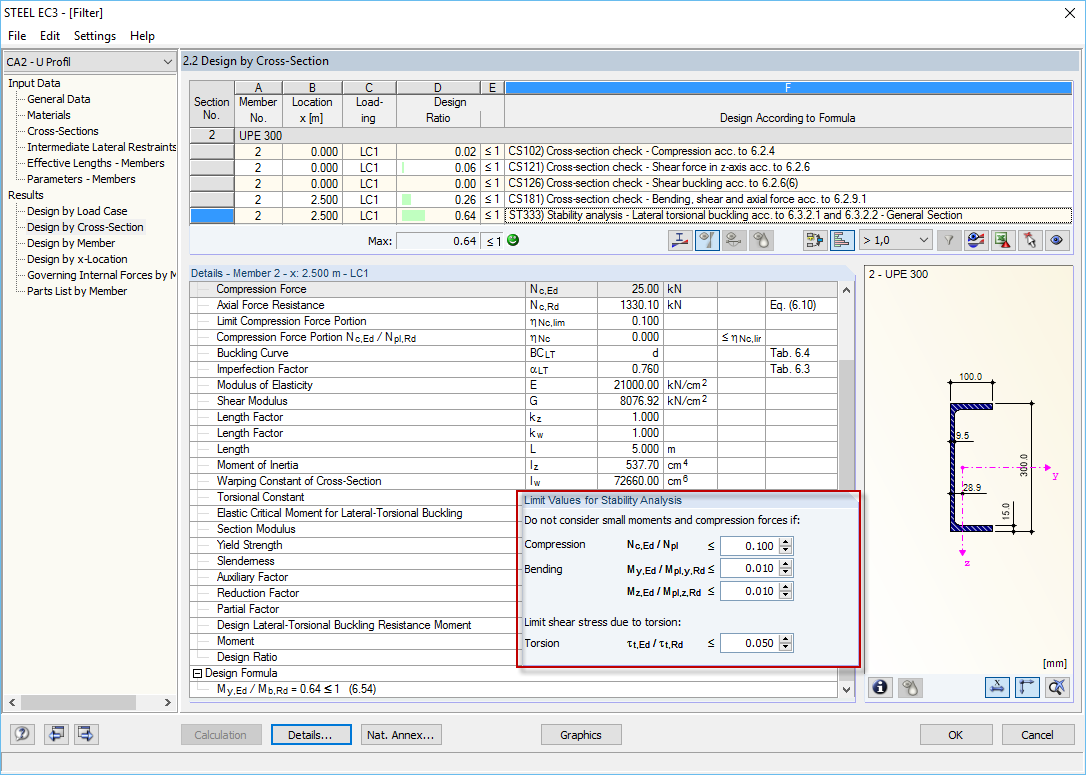 Limit Values Case 2 and Successful Lateral-Torsional Buckling Analysis