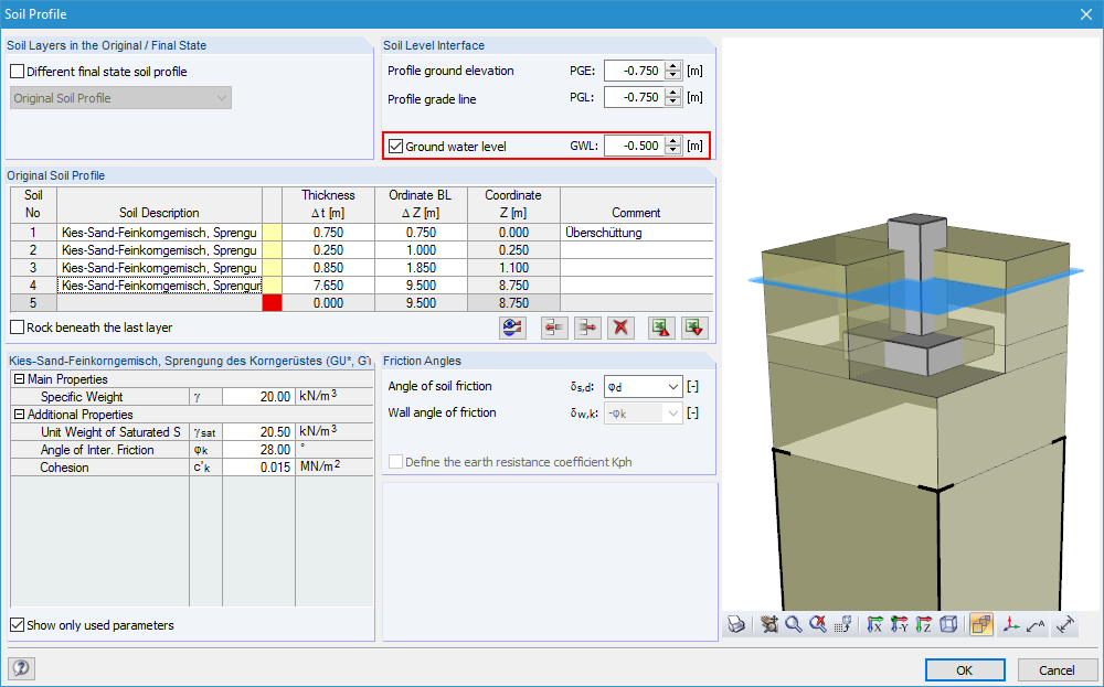 Activate Ground Water Level for Soil Profile