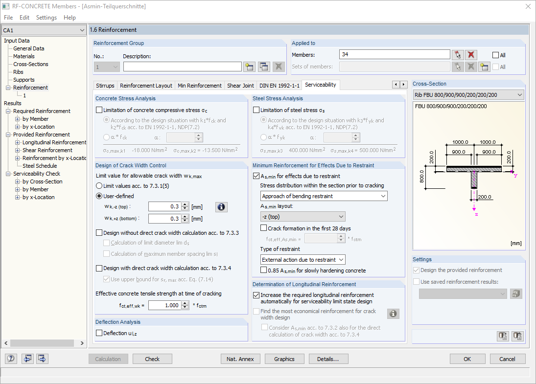 Options for the Minimum Reinforcement in the RF-CONCRETE Members Module