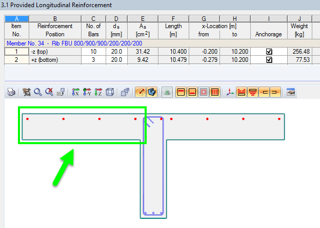 RF-CONCRETE Members: Provided Longitudinal Reinforcement