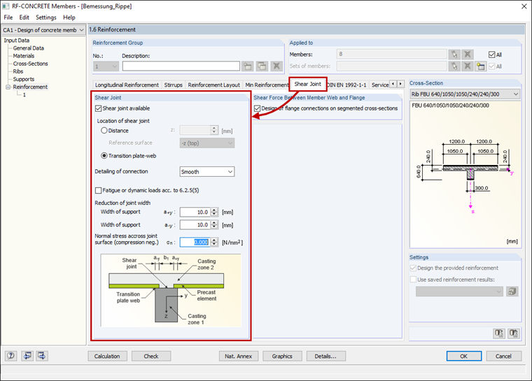 Activation and Control of Shear Joint Design in RF-CONCRETE Members