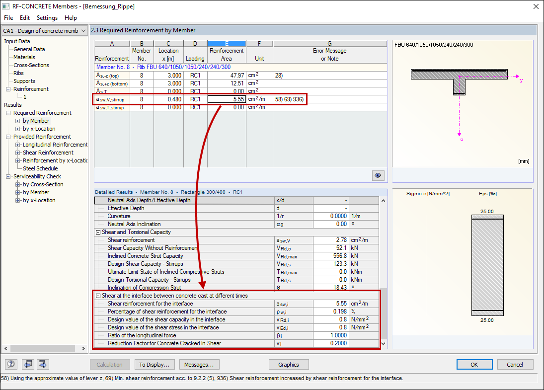 Result Output for Shear Joint Design