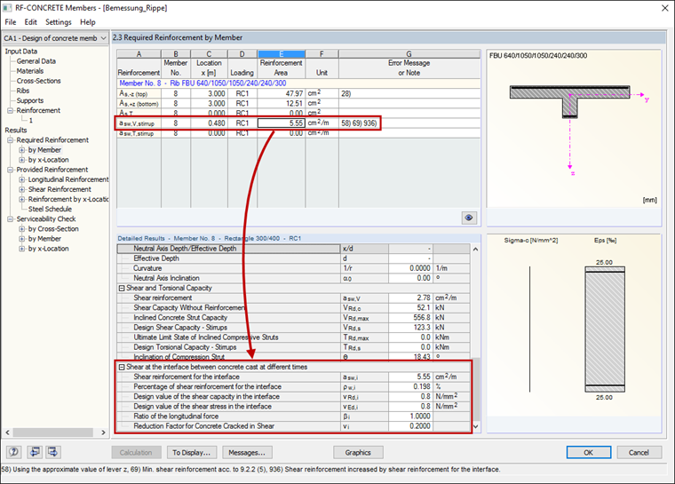 Result Output for Shear Joint Design