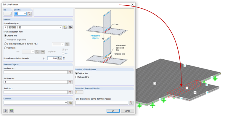 Definition of Line Release with Nonlinear Isokorb® Properties