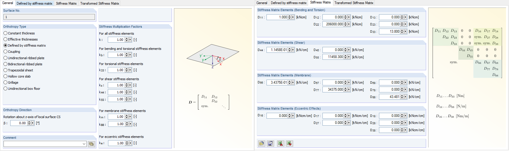 "Edit Surface Stiffness - Orthotropic" in RFEM