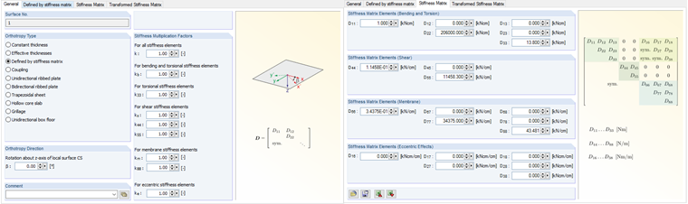 "Edit Surface Stiffness - Orthotropic" in RFEM