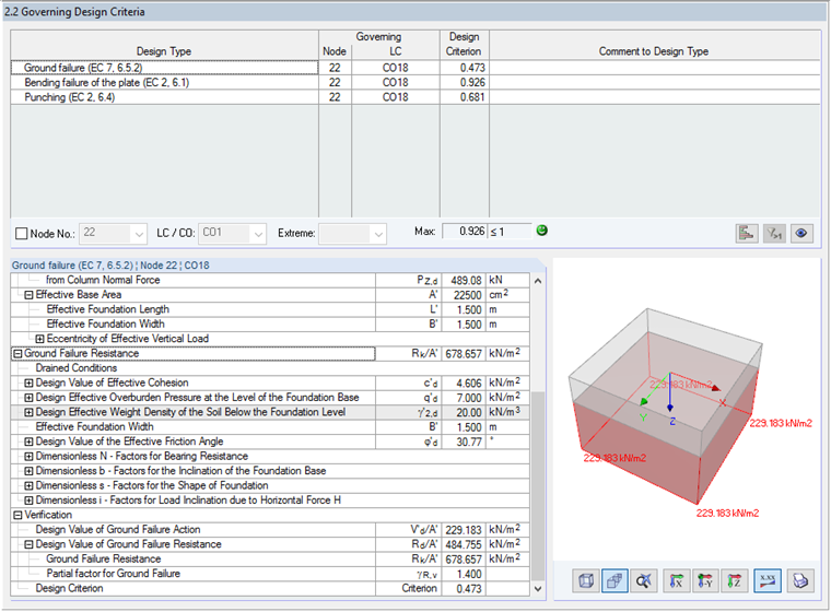 Design Criterion in Window 2.2 of RF-/FOUNDATION Pro