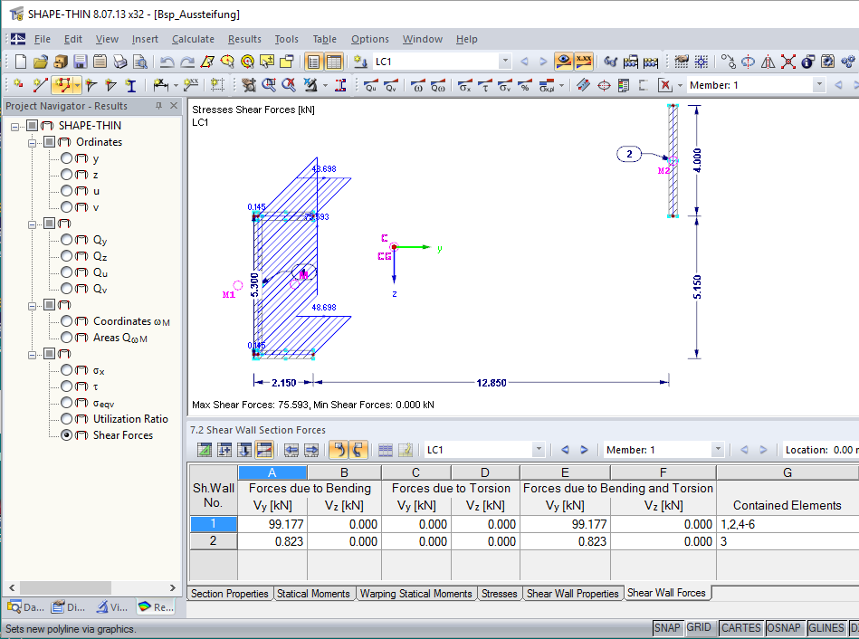 Partial Cross-Section Shear Forces