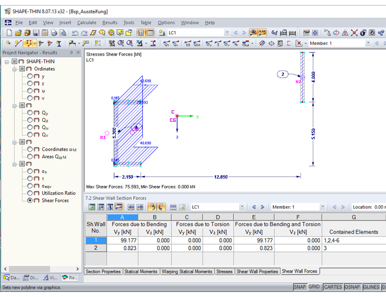 Partial Cross-Section Shear Forces