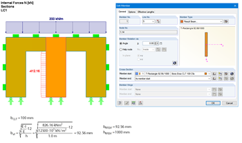 Axial Force Distribution of Result Beam and Determination of Effective Width