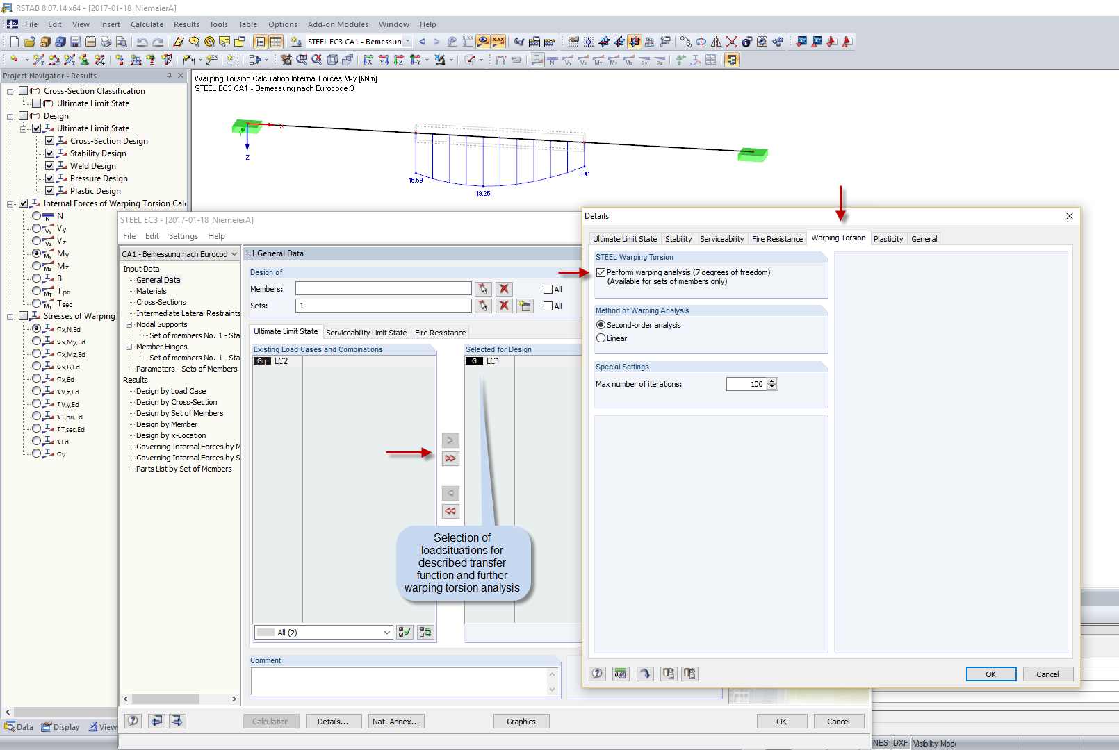 RF-/STEEL EC3 Add-on Module with RF-/STEEL Warping Torsion Extension 