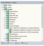 Display of Internal Forces for Rib Only