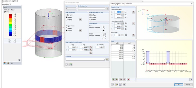 Load Input in RFEM for Partial Surface Load for Load Case Filling (z = 4.61 m)