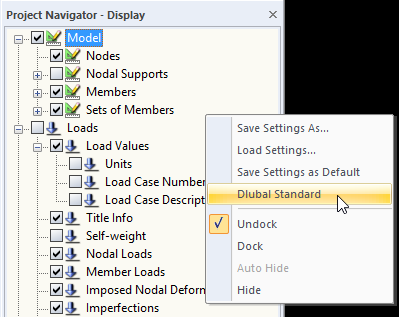 Reset Settings to Standard in Project Navigator - Display 